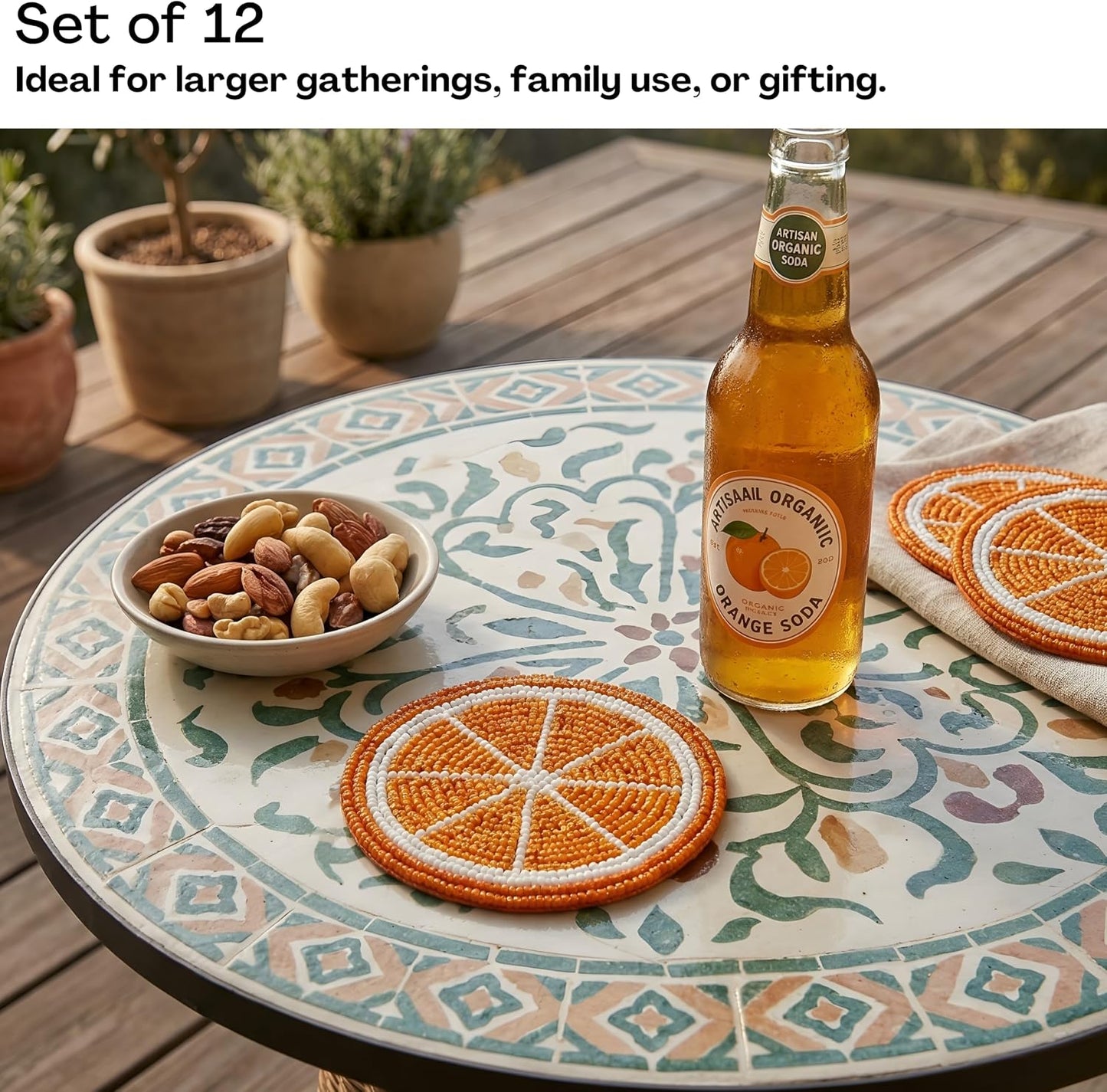 Glass Beads Coasters for Drinks - 12 Pcs Round 4 inch Drink Coaster Thick Absorbent Heat-Resistan - Used for Cold Hot Beverages Glasses Mugs Cups Plants Apartment Decor Bar Table - ALPHA Living HOME