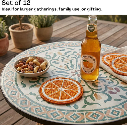 Glass Beads Coasters for Drinks - 12 Pcs Round 4 inch Drink Coaster Thick Absorbent Heat-Resistan - Used for Cold Hot Beverages Glasses Mugs Cups Plants Apartment Decor Bar Table - ALPHA Living HOME