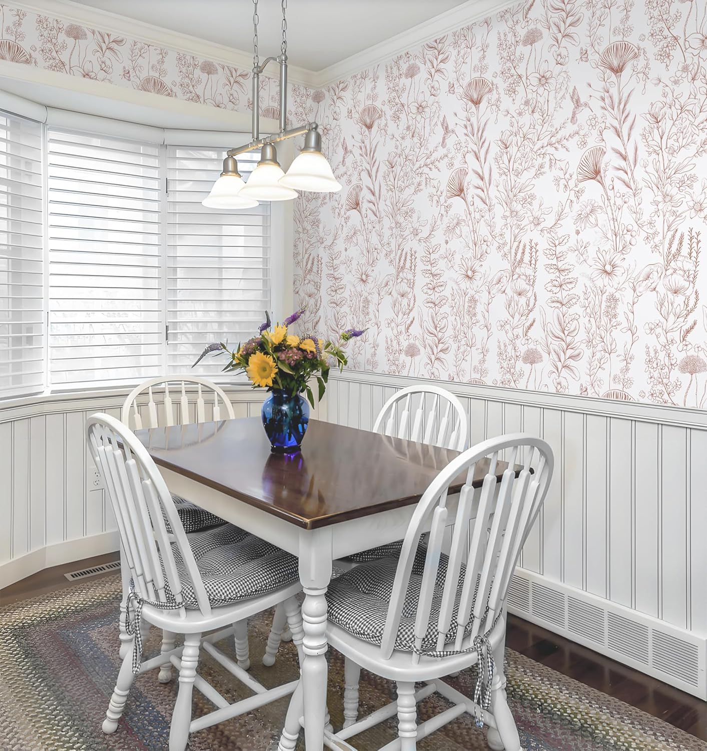 CiCiwind Pink Peel and Stick Wallpaper Floral Wall Paper Modern Boho Contact Paper for Bedroom Removable Self Adhesive Wallpaper for Bathroom Living Room Papel Tapiz para Pared 17.3"×78.7”