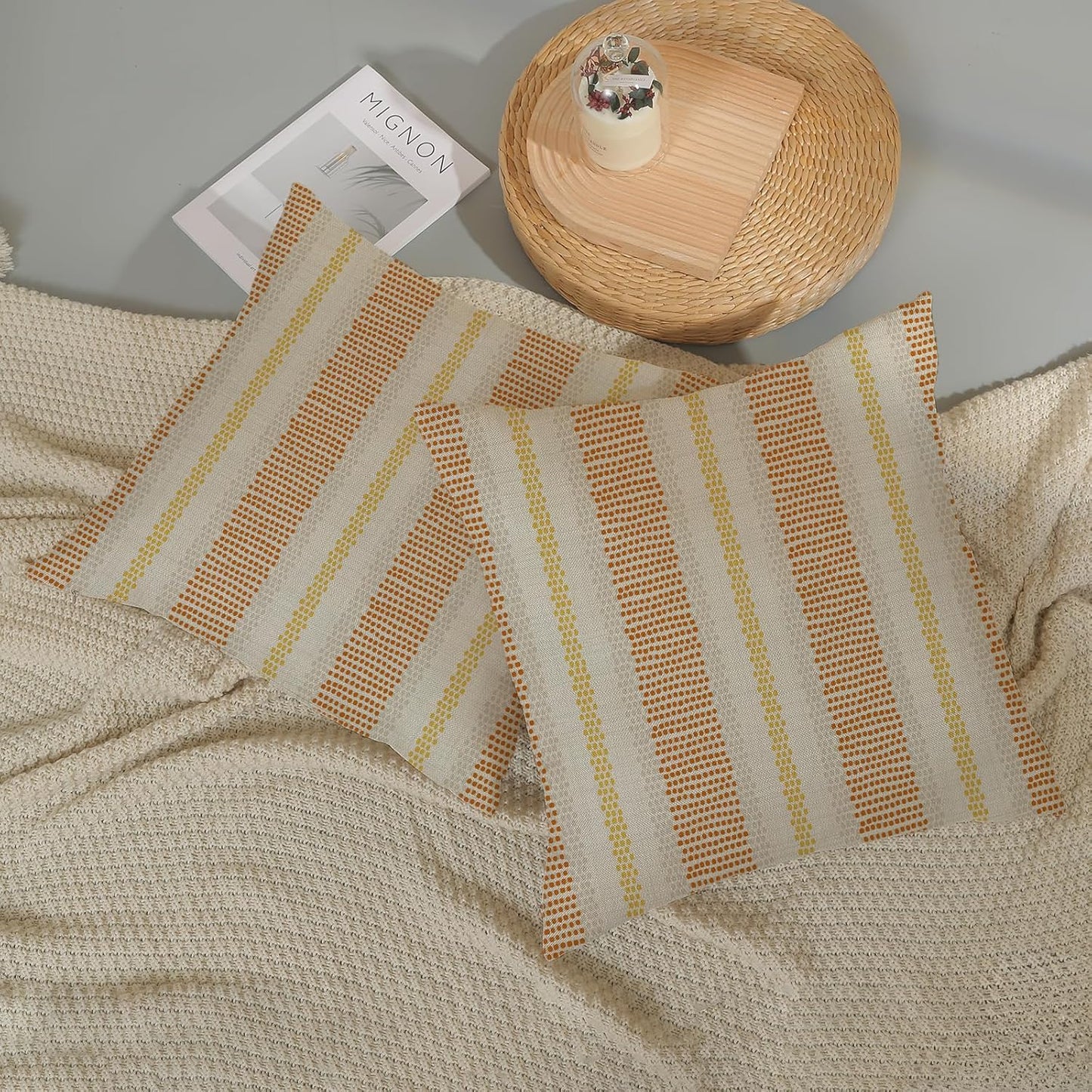 Pink Sage Green Pillow Covers 18x18 Inch 2 Pcs Boho Preppy Polka Dots Striped Decor Throw Pillows Modern Geometric Outdoor Farmhouse Decoration Pillowcase Linen Cushion Cover for Couch Sofa