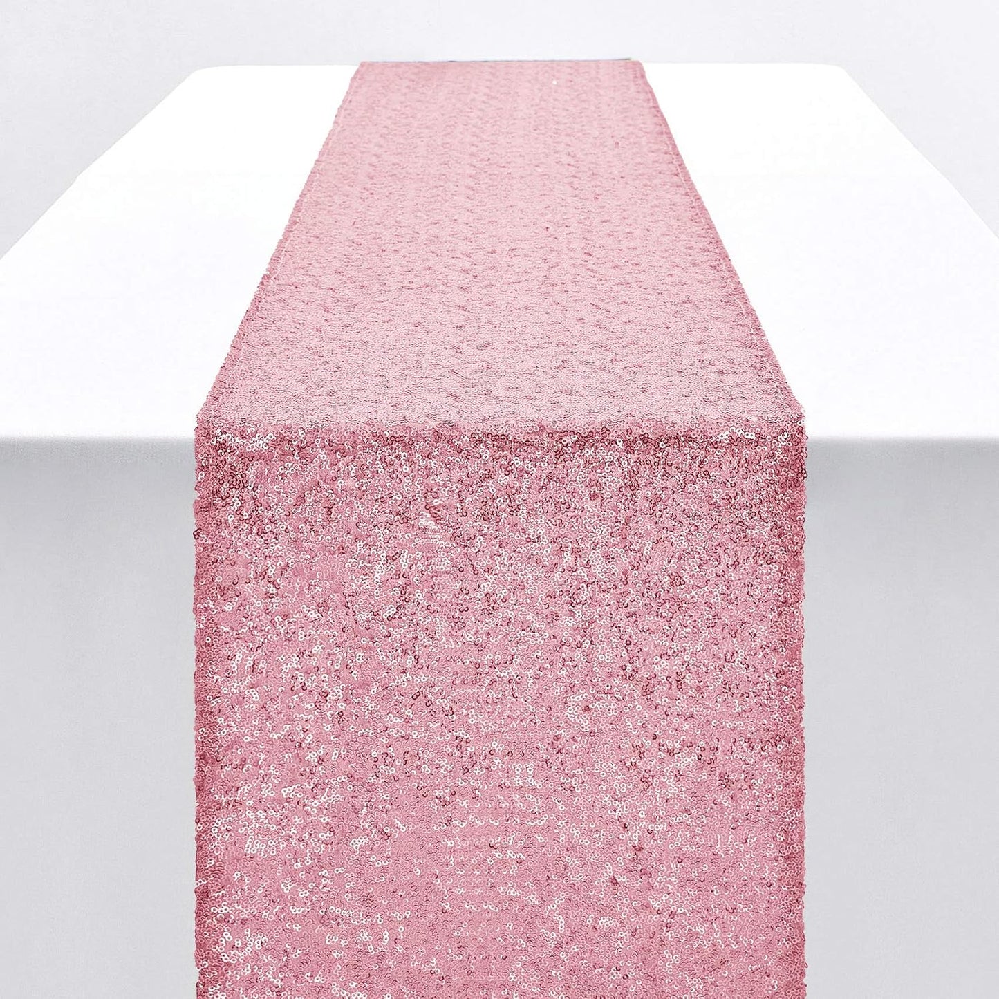 2 Packs 12 x 72 inches Light Pink Sequin Table Runner, Glitter Runner for Birthday Party Supplies Decorations Wedding Bachelorette Holiday Celebration Bridal Shower Baby Shower