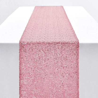 2 Packs 12 x 72 inches Light Pink Sequin Table Runner, Glitter Runner for Birthday Party Supplies Decorations Wedding Bachelorette Holiday Celebration Bridal Shower Baby Shower