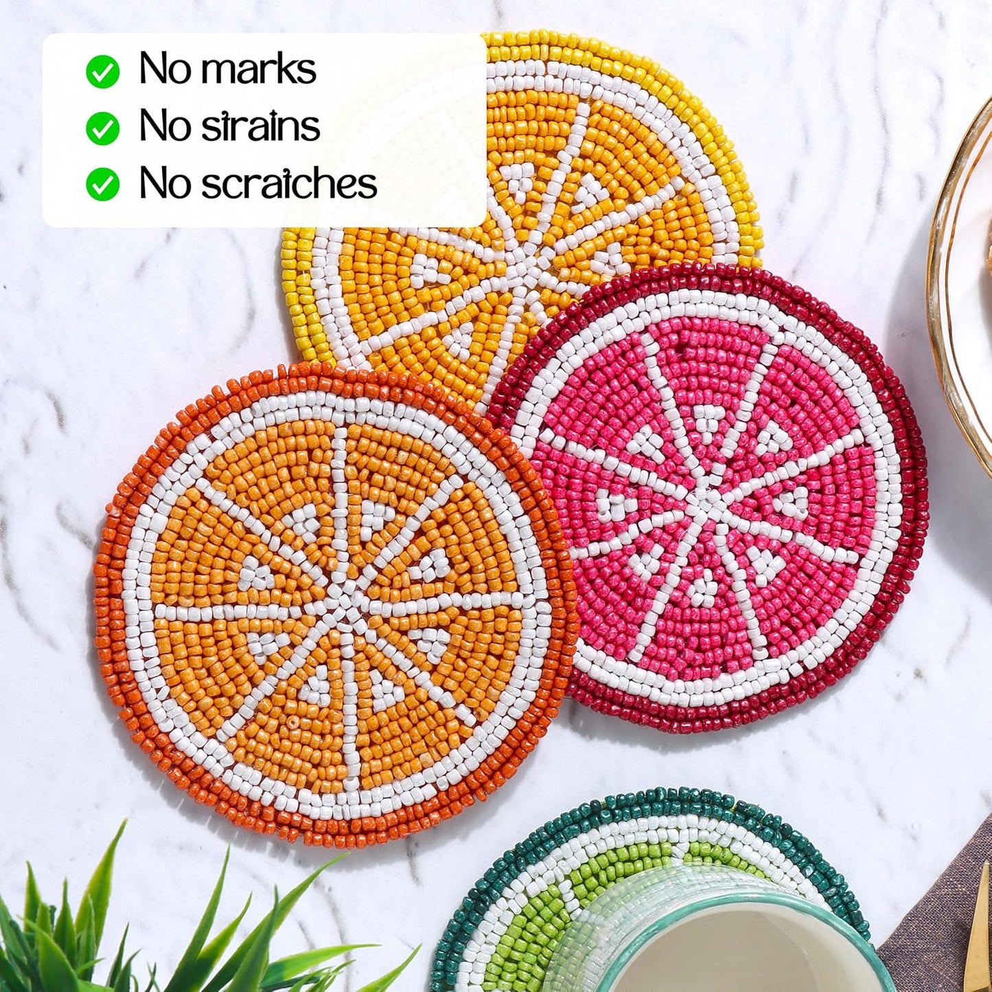Glass Beads Coasters for Drinks - 12 Pcs Round 4 inch Drink Coaster Thick Absorbent Heat-Resistan - Used for Cold Hot Beverages Glasses Mugs Cups Plants Apartment Decor Bar Table - ALPHA Living HOME
