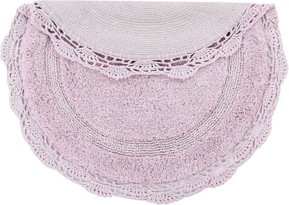 Crochet Collection - Designer, Plush 100% Cotton Round, Oval Bath Area Rug (28 inches, Pink)