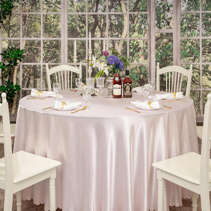 1 Pack 60 Inch Blush Pink Round Tablecloth, Silky Satin Tablecloth Overlay Smooth Fabric Table Cover, Table Decoration for Wedding Party Banquet Events