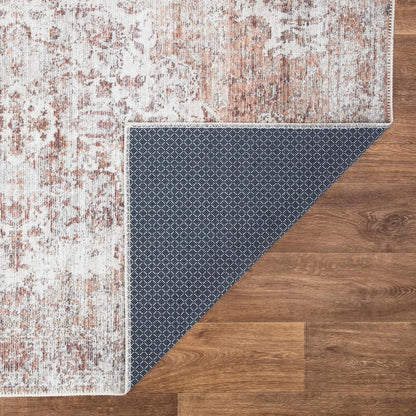 Bloom Rugs Washable Non-Slip 5' x 7' Rug - Ivory/Blush Traditional Area Rug for Living Room, Bedroom, Dining Room, and Kitchen - Exact Size: 5' x 7'