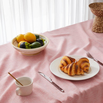Farmhouse Linen Rectangular Tablecloth, Pink 60x84 Inch | Sleek Draping Style, Cotton Blend, Water Resistant Dining Tablecloths, Washable Stain-Resistant, Easy Care Table Cover