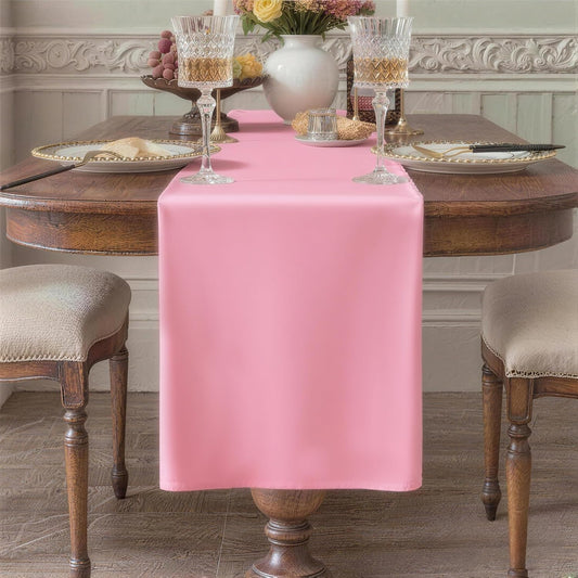 Pink Table Runner - Dining Waterproof Washable Table Runners 36 Inches Long, Reusable 210GSM Cloth Runner for Coffee Table, Living Room, Wedding, Party, Kitchen & Everyday Decor