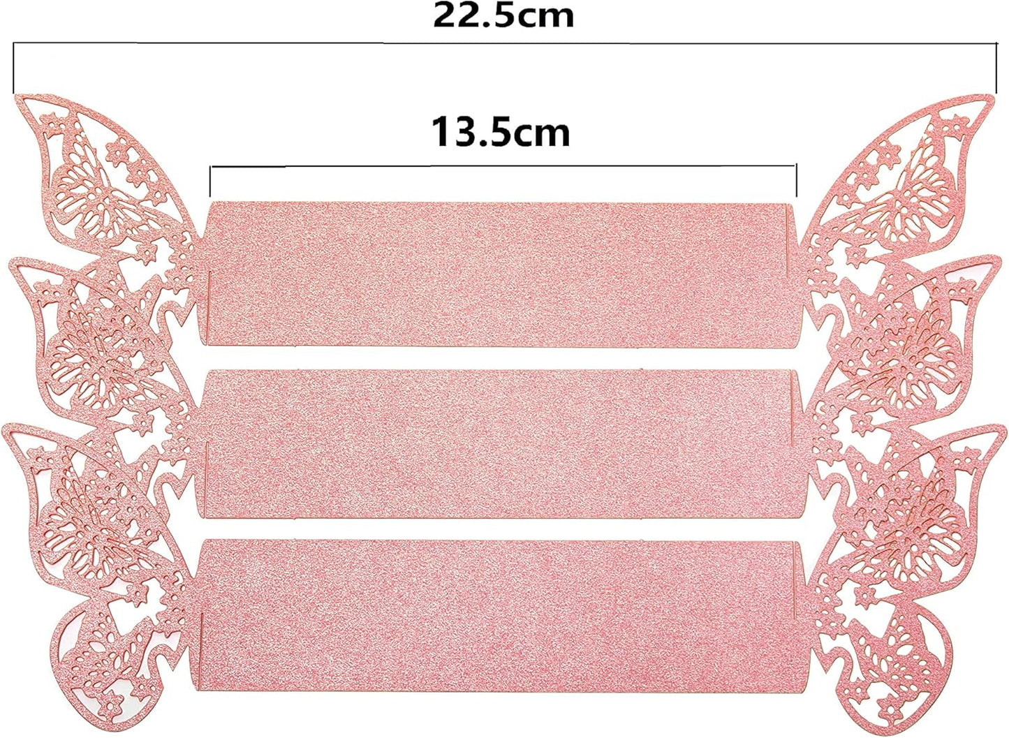 100 Pieces Napkin Rings, 3D Butterfly Paper Napkin Rings for Place Settings, Wedding Receptions, Dinner or Holiday Parties, Family Gatherings, DIY Decoration (Pink)