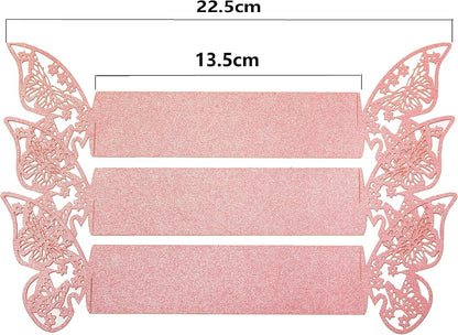 100 Pieces Napkin Rings, 3D Butterfly Paper Napkin Rings for Place Settings, Wedding Receptions, Dinner or Holiday Parties, Family Gatherings, DIY Decoration (Pink)