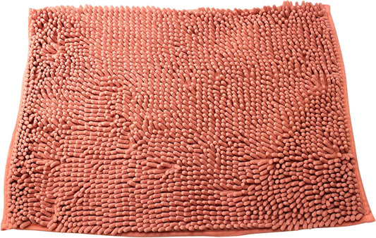 Dependable Industries inc. Essentials Luxury Butter Chenille Bath Mat Extra Soft and Absorbent Shaggy Noodle Shower Rug Non Slip Machine Washable 17" x 24" (Blush)