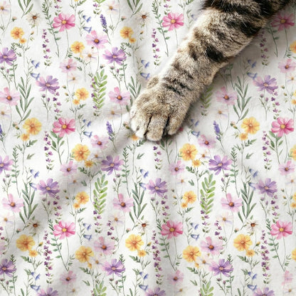 Horaldaily Pets Flannel Blanket, Spring Summer Watercolor Wildflowers Soft Fuzzy Fluffy Plush Cozy Fleece Premium Blankets for Dog Cat Puppy Kitten Couch Protection, 30x40
