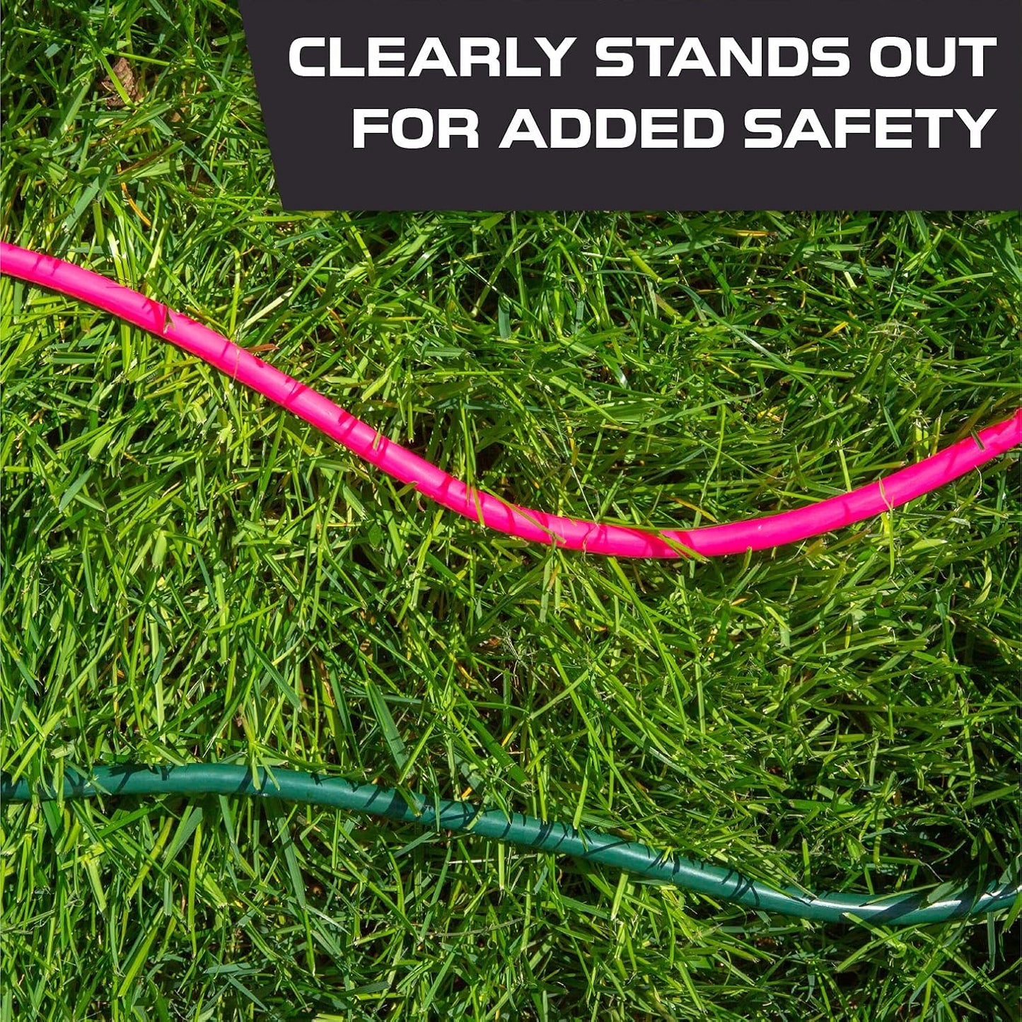 Iron Forge Cable Weatherproof 100 Ft Outdoor Extension Cord - 16/3 SJTW 10 Amp Heavy Duty Neon Pink Extension Cord 3 Prong - Lighted End