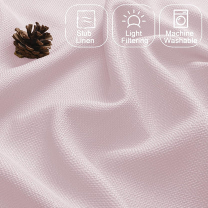 Chyhomenyc Bennet Blush Pink Valance for Windows, Faux Linen Slub Textured Semi Sheer Small Window Kitchen Valance Curtain, Rod Pocket Cafe Valance for Bathroom Laundry Basement, 30Wx14L inch, 2 Piece
