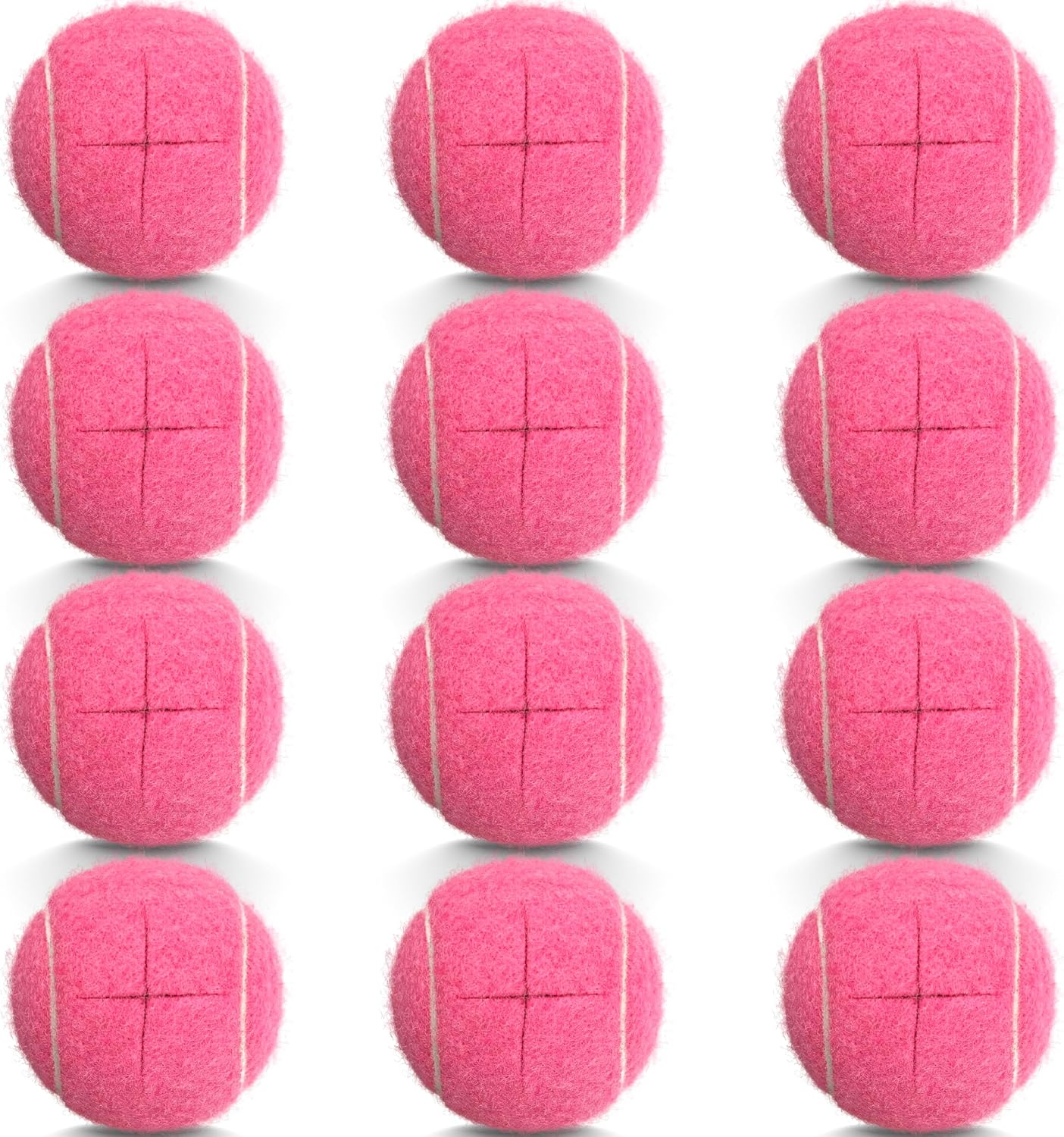 12PCS Precut Tennis Balls for Walkers, Heavy Duty Long Lasting Glide Balls - Precut for Easy Installation, Universal Felt Pads for Walker Legs & Furniture, Floor Protectors (Pink)
