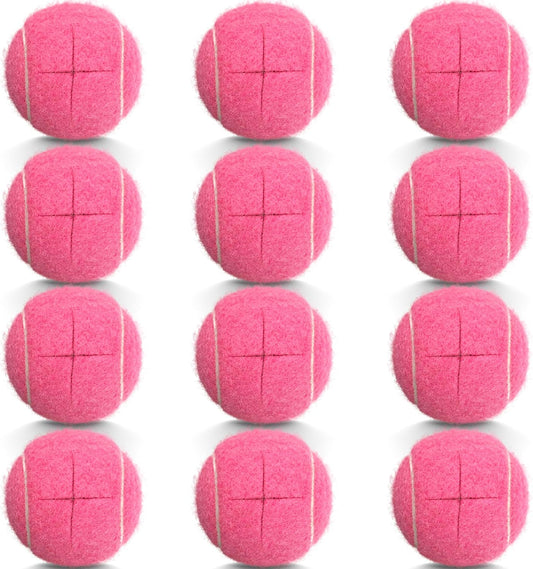 12PCS Precut Tennis Balls for Walkers, Heavy Duty Long Lasting Glide Balls - Precut for Easy Installation, Universal Felt Pads for Walker Legs & Furniture, Floor Protectors (Pink)