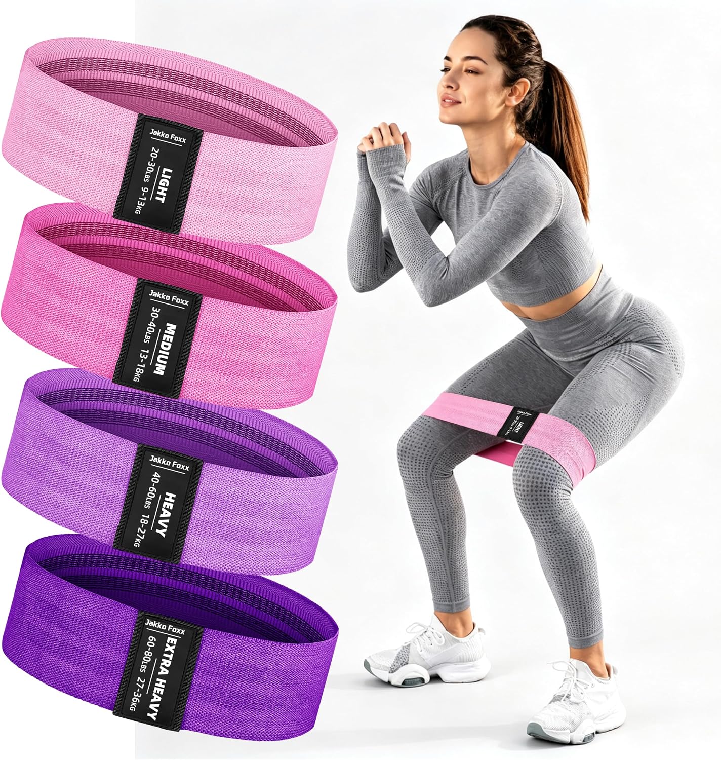 Fabric Resistance Bands,5 Non-Slip Fabric Workout Bands,Booty Bands for Women & Men, Elastic Exercise Bands for Legs, Glutes, Hips & Thighs, Home Fitness & Gym