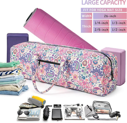 Boulder Bee | Yoga Mat Bag | Large Yoga Mat Carrier with Wet Pocket | Yoga Gifts | Gym Tote Bag for Women