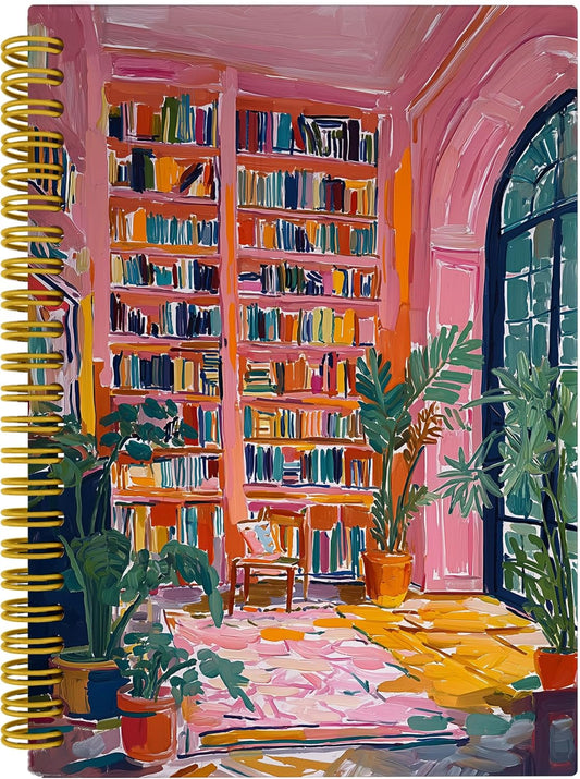 EUYTHNGYF Henri Matisse Inspired Pastel Pink Book Notebook, Reading Journal for Book Lover Reader, Librarian Gifts for Women Spiral Hardcover Notebook Journal, 5.5x8.3 Inches