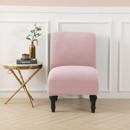 LiveGo Armless Accent Chair Cover Slipcover,Slipper Chair Stretch Spandex Removable for Armless Chair Furniture Protector for Living Dining Room Hotel (Pink)