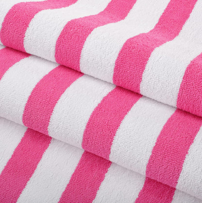 Arkwright Cali Cabana Stripe Beach Towel - Pack of 4, Soft Quick Dry 100% Cotton Terry Towels Set for Pool, Swim, and Hot Tub, 30 x 60 in, Pink