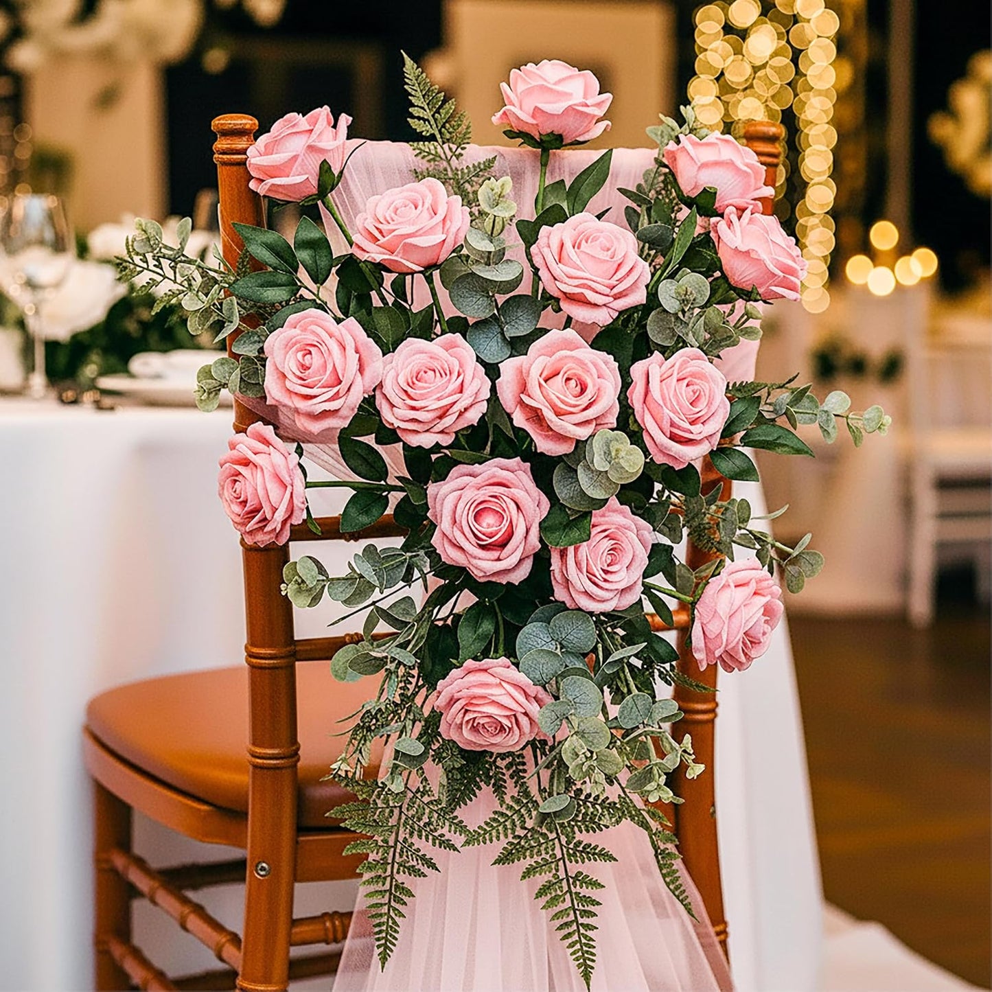 Auihiay 14PCS Pink Fake Roses, Artificial Roses Flowers with Long Stems for Mother's Day, Valentine's Day, Wedding Bouquet, Baby Shower, Birthday, Home & Party Decor