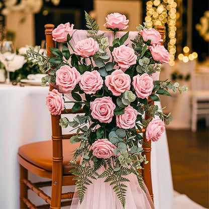 Auihiay 14PCS Pink Fake Roses, Artificial Roses Flowers with Long Stems for Mother's Day, Valentine's Day, Wedding Bouquet, Baby Shower, Birthday, Home & Party Decor