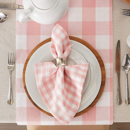 DII Gingham Check Tabletop Collection, Pink, Table Runner, 14x72