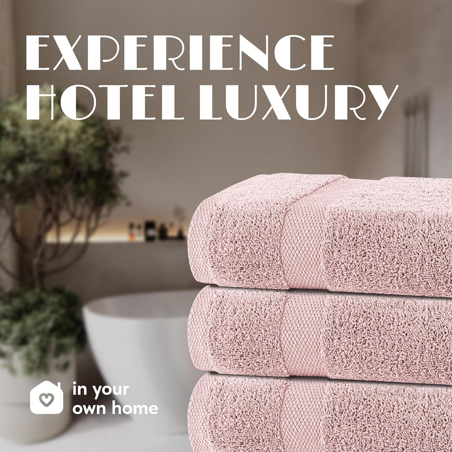White Classic Wealuxe Pink Bath Towels 24x50 Inch, Cotton Towel Set for Bathroom, Hotel, Gym, Spa, Soft Extra Absorbent Quick Dry 6 Pack