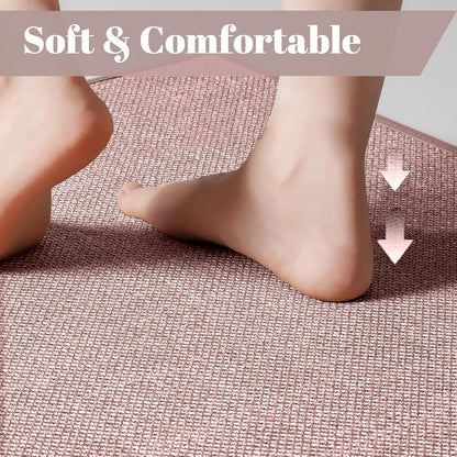 Bathroom Rugs, Bath Mats for Bathroom Non Slip Washable, Quick Dry, Water Absorbing, Fits Under Door, Ultra Thin, Rubber Backing, Low Pile, Cozy Cloth Cotton, Ideal for Shower, Sink-Pink 24''x16''