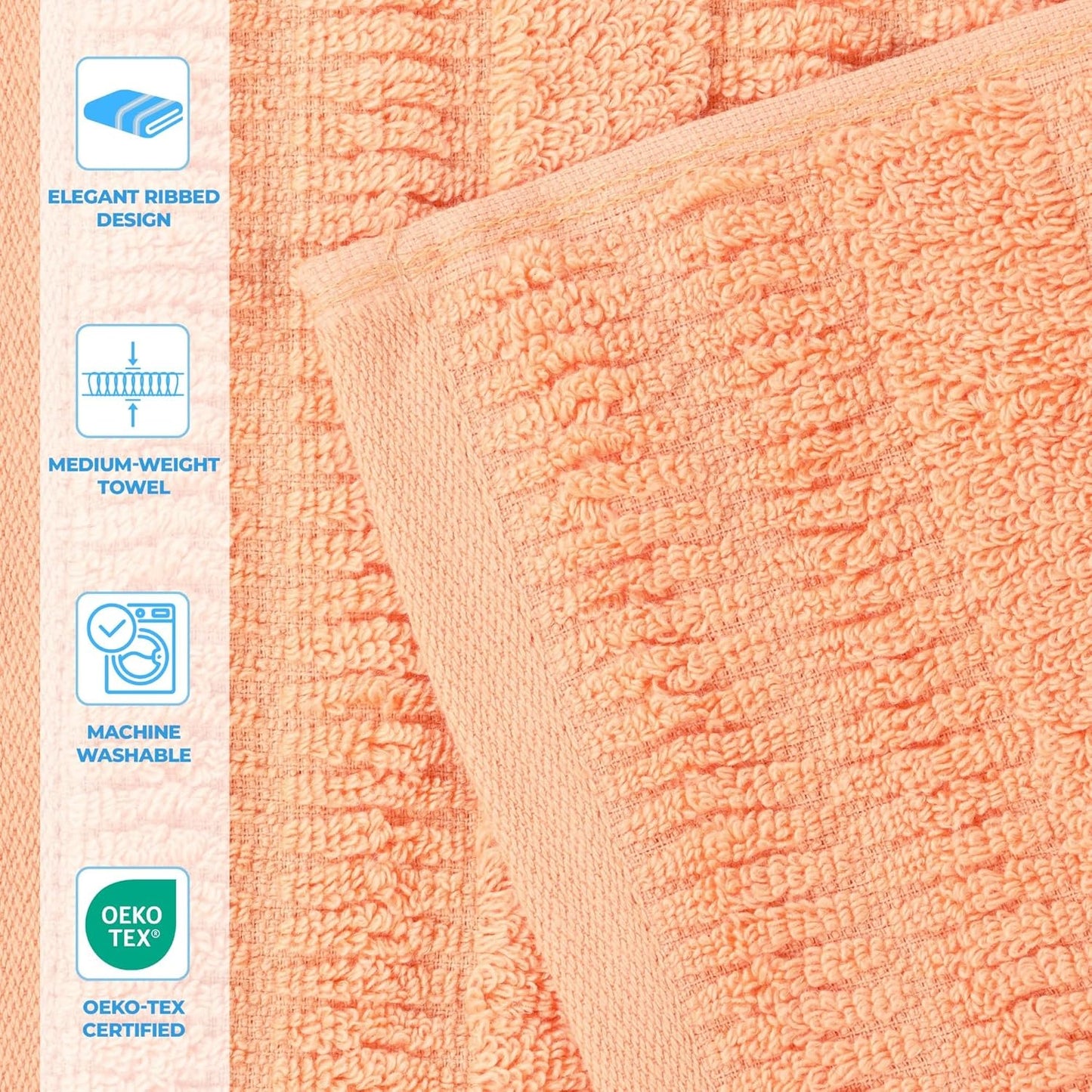 Superior Luxurious Classic Cotton Blend Towels, Set of 2 for Bathroom, Shower, Spa, Hotel, Super Soft, Quick Dry, Ultra Soft Mika Towels, 2 Bath Towel Set, Peach