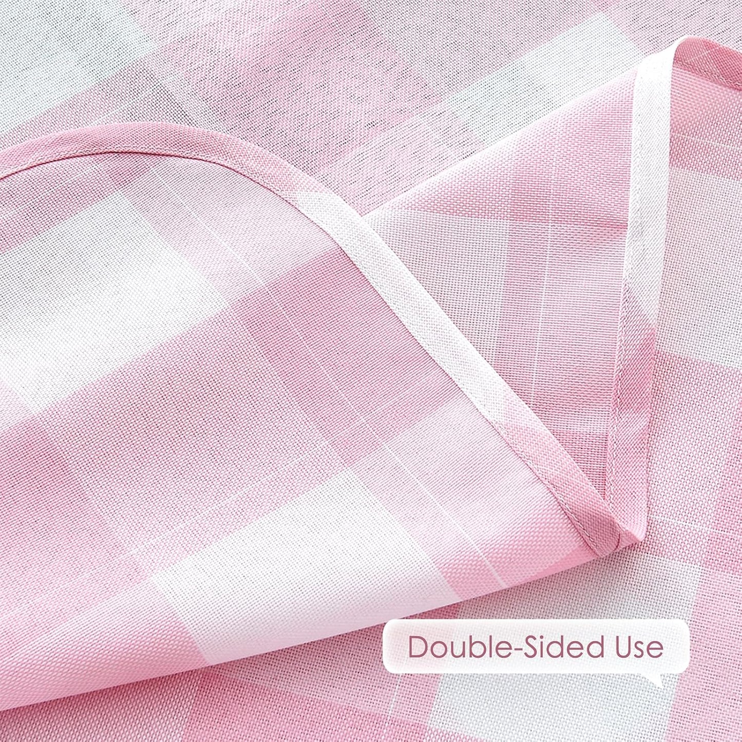 Gingham Tablecloth Rectangle 95x55 Inch Checkered Table Cloth Buffalo Plaid Yarn Dyed Washable Tablecloths for Easter Picnic Kitchen Dinner Holiday Outdoor BBQ & Party, Pink and White
