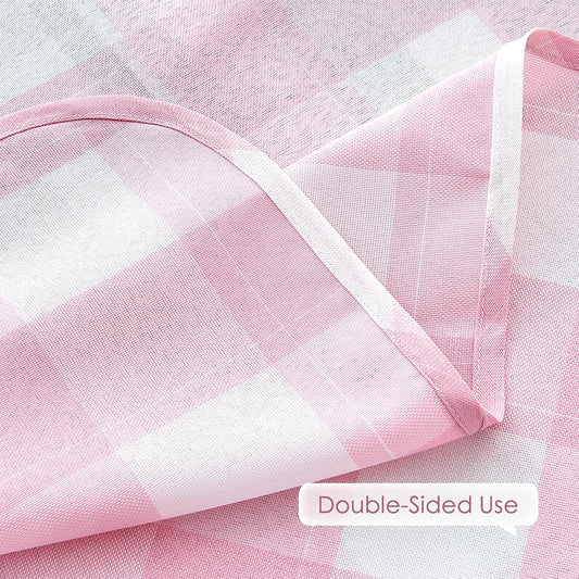 Gingham Tablecloth Rectangle 95x55 Inch Checkered Table Cloth Buffalo Plaid Yarn Dyed Washable Tablecloths for Easter Picnic Kitchen Dinner Holiday Outdoor BBQ & Party, Pink and White