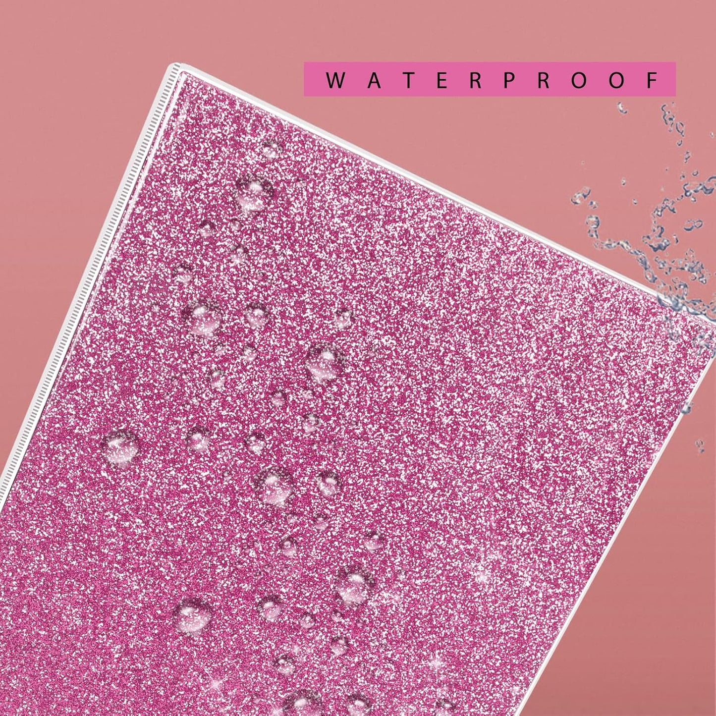 NatureTouch 3 Ring Binder, Glitter 1 Inch Organizer (10.5'' x 11.5'') Holds 8.5'' x 11''Letter Size 300 Pages, Waterproof Durable View Binder, 1 Pack, Pink