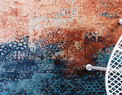 Unique Loom Mystic Collection Over-Dyed Abstract, Mid-Century Modern, Rustic Area Rug (4' 0 x 6' 0 Rectangular, Peach/ Beige)