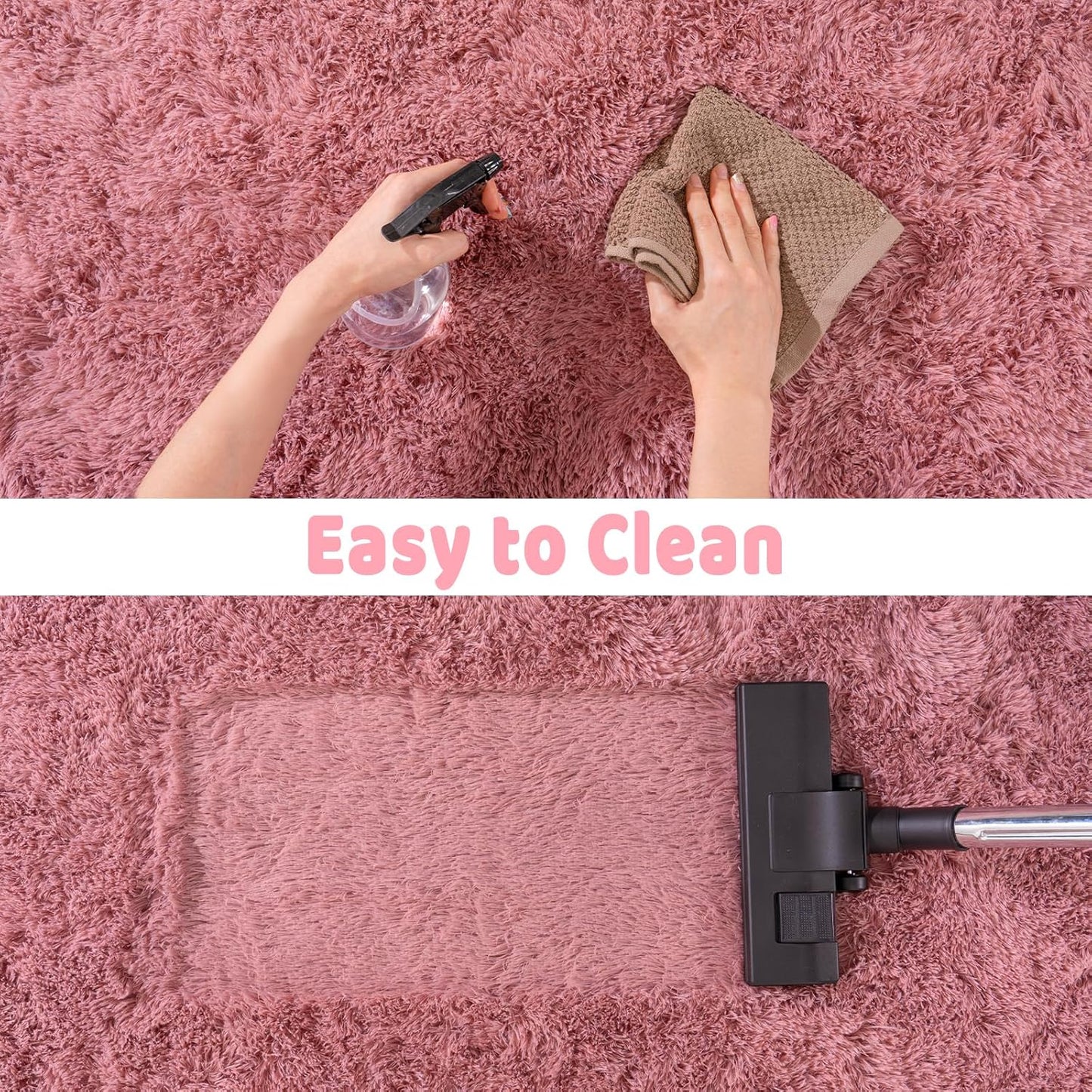 Soft Shag Rugs for Girls Kids Bedroom, 4x6 Blush Pink Fluffy Shaggy Rugs for Living Room Nursery, Luxury Modern Plush Carpet Room Dorm Indoor Home Decor, Upgrade Non-Slip