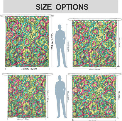 Swirls Shower Curtain, Modern Abstract Dots Curves Summer Peach Polyester Waterproof Bathtub Cloth Curtains for Bathroom Bathtub Apartment Decor 62x72 Inch