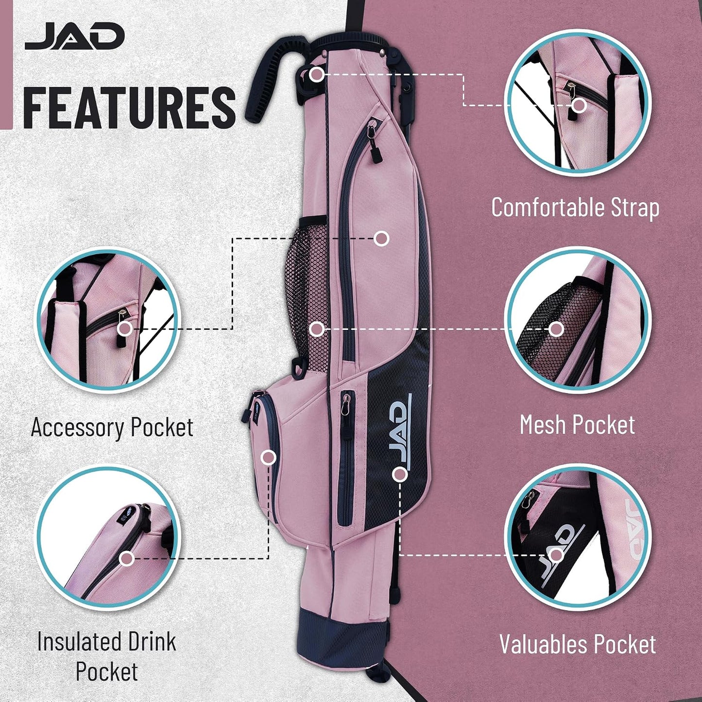 Sunday Golf Bag - Premium Everyday Sunday Golf Bag with Stand for Men, Women and Ladies, Ultra Lightweight, Easy to Carry Pitch n Putt Carry Bag