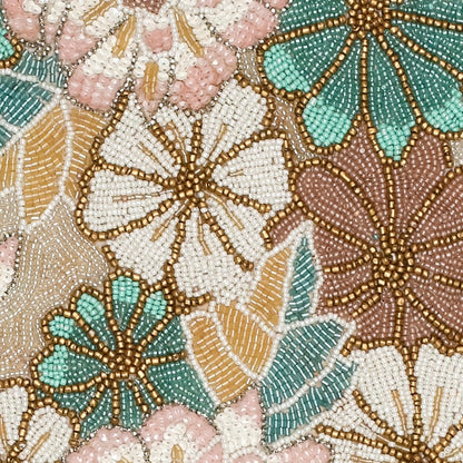 Handmade Beaded Beaded Runner 36 inch for Wedding, Party & Home Decor - 13x36 inch Pink/Light Brown Glass Beads Mat - Rustic Boho Embroidery Runner (Multi) - ALPHA Living HOME