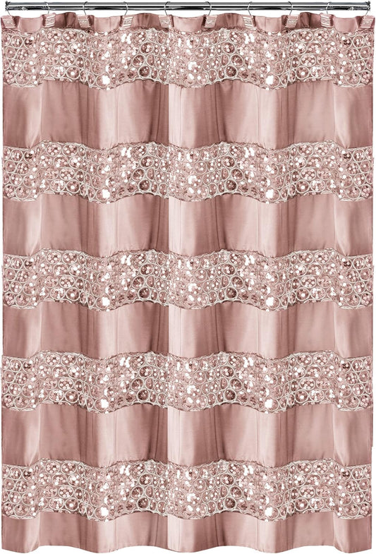 Popular Bath 885545 Sinatra Collection, Shower Curtain, Blush