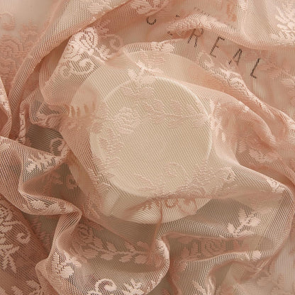 HLC.ME Isabella Floral Rod Pocket Lace Short Cafe Swags for Small Windows - 28 x 36 Inch Length (Blush Pink Swags, Set of 2)
