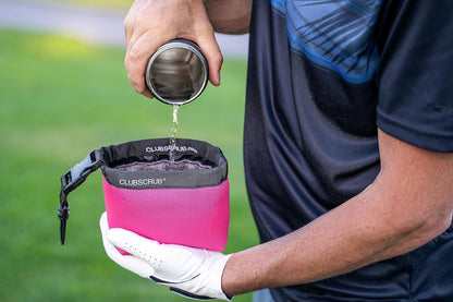 Club Scrub Golf Club and Golf Ball Cleaning Bag, Waterproof Clean Face Technology Liner, Detachable Clip, Machine Washable, Cleans Club Grooves, Dry Exterior (Neoprene or Microfiber Option Available)