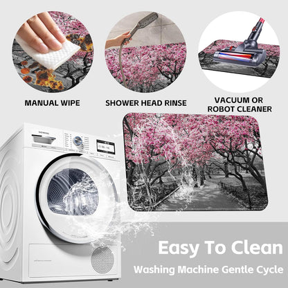 Pink Blossoms Trees Bath Rugs,Non-Slip and Absorbent Bathroom Rug Mat,Soft Dry Fast Machine Washable Bath Mats for Bathroom Kitchen Bathtub,Home Decor Accessories,15.7"×23.6"