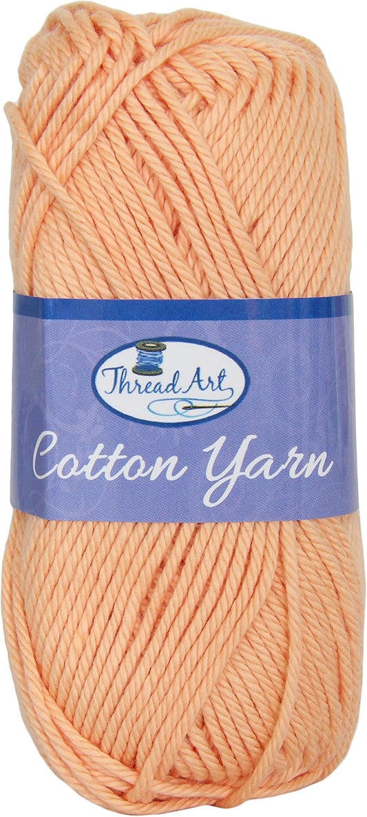 ThreadArt Cotton Crochet Yarn, Worsted Medium #4, 85yd, Peach 3508 | Pure cotton crochet yarn for dishcloths, bags, amigurumi and home decor. Soft feel with clean stitch definition.