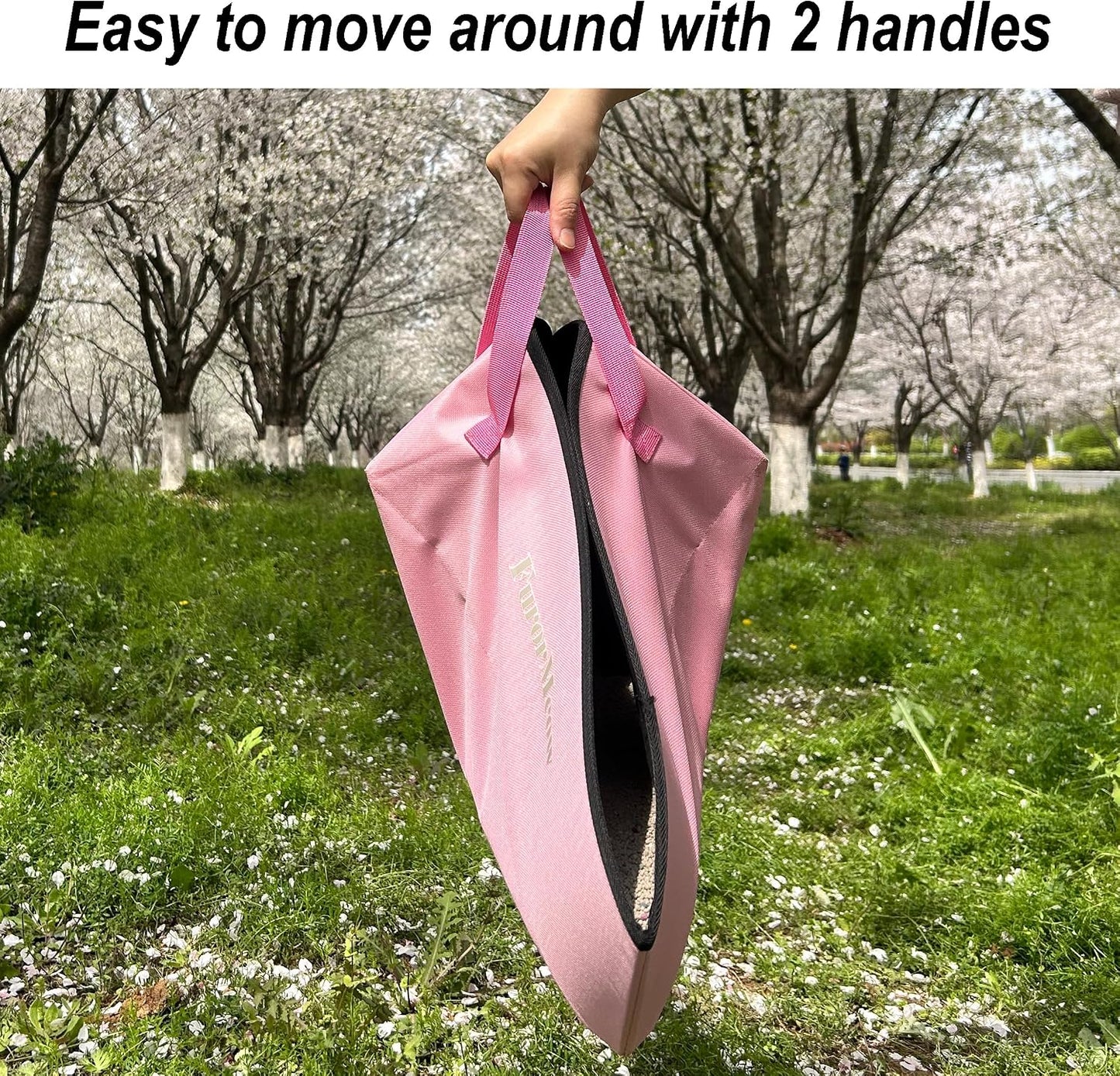 Portable Cat Litter Box, Firm Waterproof Foldable for Travelling for Cats, Including Crinkle Ball, Poop Bags, Foldable Bowl and Scoop, 16.5x16.5x6.3 inches (Pink)