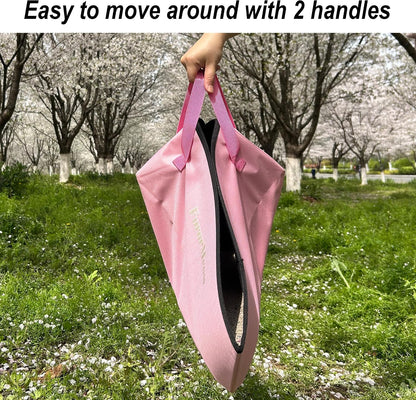 Portable Cat Litter Box, Firm Waterproof Foldable for Travelling for Cats, Including Crinkle Ball, Poop Bags, Foldable Bowl and Scoop, 16.5x16.5x6.3 inches (Pink)
