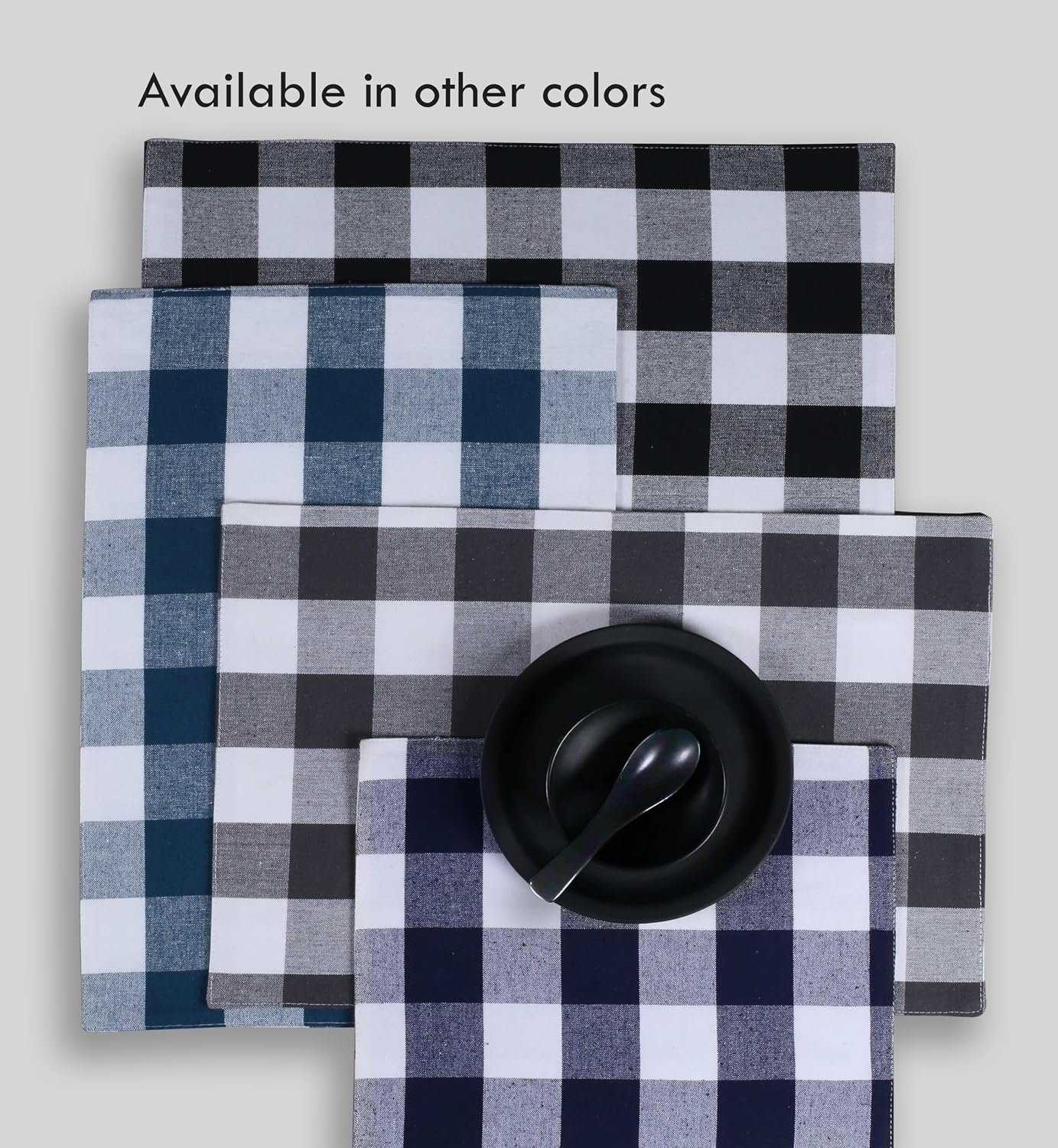 Rose Pink and White Buffalo Check Placemats Set of 4, 13x19 Inches, Plaid Table Mats, 100% Cotton, Washable, Soft and Reusable Placemats for Baby Showers, Weddings, Holiday Gatherings