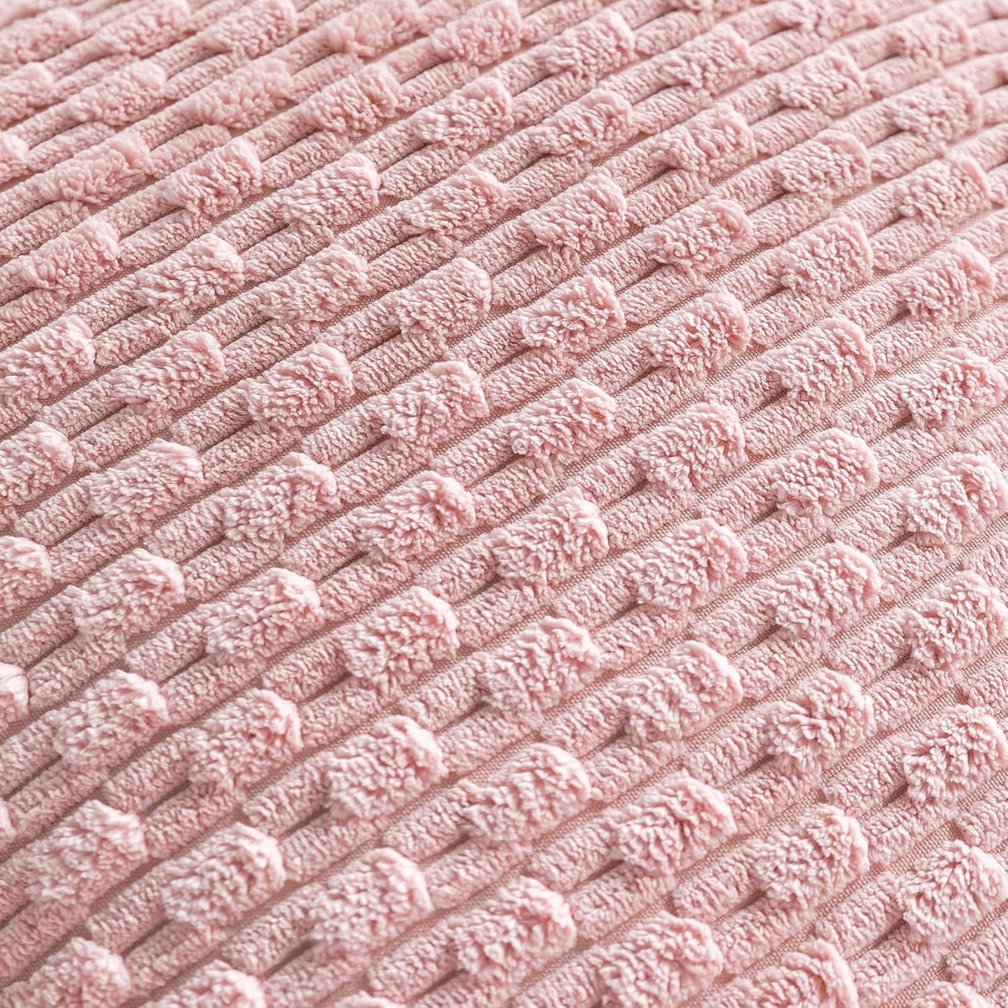 Set of 4 Light Pink Decorative Throw Pillow Covers 24x24 Inch Corduroy Pillow Covers for Bed Couch Sofa Living Room Soft Square Cushion Cases