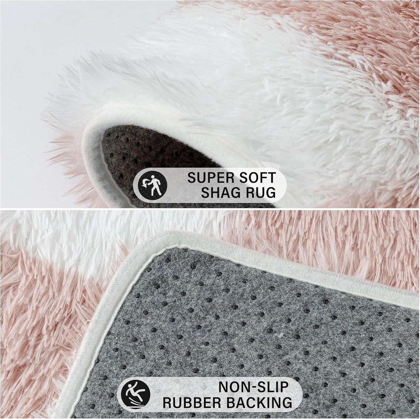 PureCozy Checkered Rug 5x8 for Living Room, Pink and White Modern Shag Rugs Super Soft Washable Indoor Office Fuzzy Carpet Non-Slip Fluffy Rugs for Bedroom Home Aesthetic Decor
