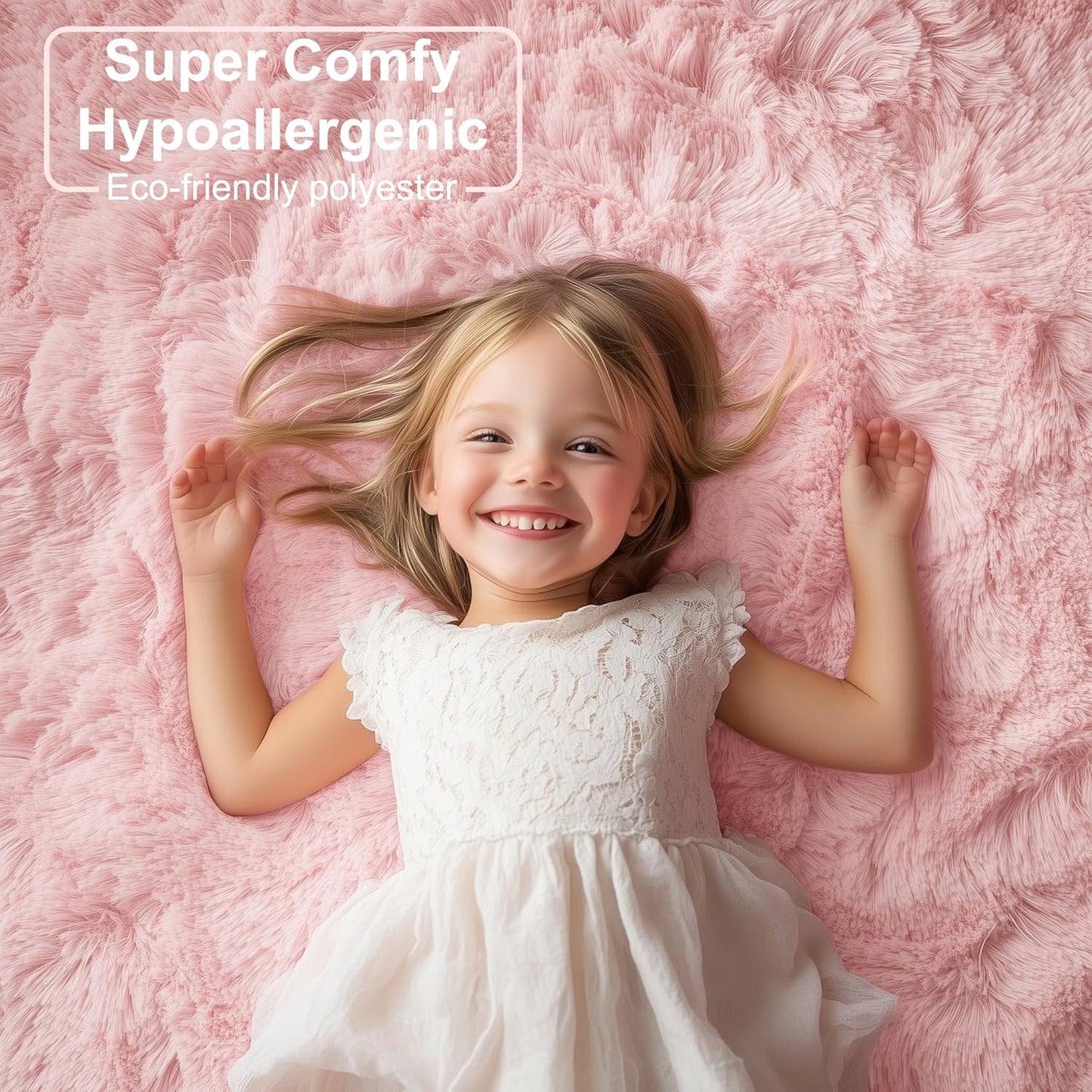 PAGISOFE Pink Round Rug 4Ft for Girls Room Kids Bedroom, Fluffy Shaggy Soft Fuzzy Circle Area Rugs for Girls Bedroom Kids Home Decor Aesthetic, Plush Furry Throw Cute Baby Girl Nursery Room Rug